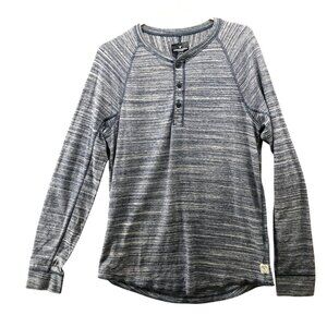 American Eagle Long Sleeve‎ Henley T Shirt Mens M Blue Heathered Cotton Poly